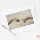 Michaelangelo overhandigt de schepping Adam God Rechthoekige Sticker (Envelop)