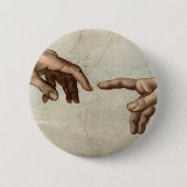 Michaelangelo overhandigt de schepping Adam God Ronde Button 5,7 Cm (Voorkant)