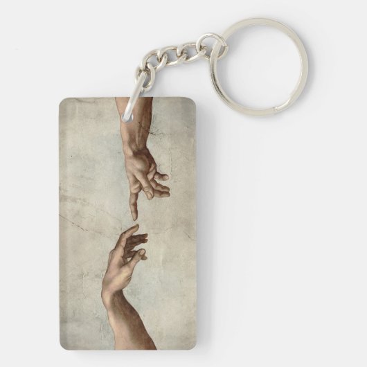 Michaelangelo overhandigt de schepping Adam God Sleutelhanger (achterkant)