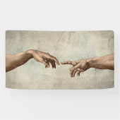 Michaelangelo overhandigt de schepping Adam God Spandoek (Horizontaal)