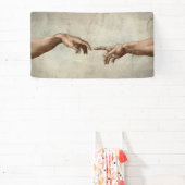 Michaelangelo overhandigt de schepping Adam God Spandoek (Insitu)