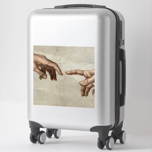 Michaelangelo overhandigt de schepping Adam God Sticker (Koffer)