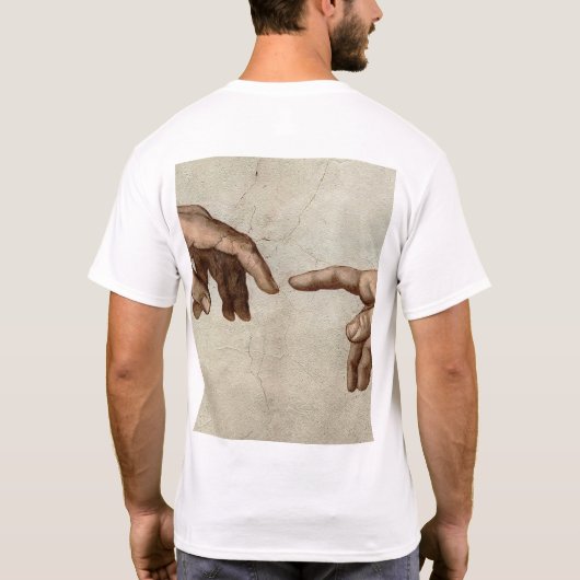 Michaelangelo overhandigt de schepping Adam God T-shirt (Achterkant)
