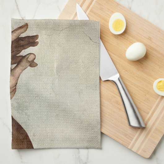 Michaelangelo overhandigt de schepping Adam God Theedoek (Quarter Fold)