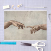 Michaelangelo overhandigt de schepping Adam God Tissuepapier (Craft)