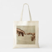 Michaelangelo overhandigt de schepping Adam God Tote Bag (Achterkant)