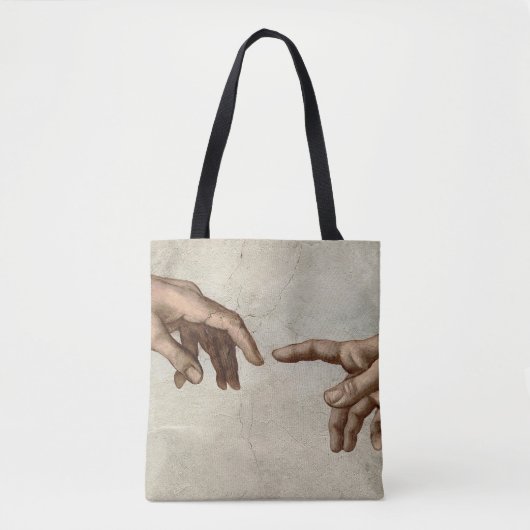Michaelangelo overhandigt de schepping Adam God Tote Bag (Voorkant)