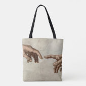 Michaelangelo overhandigt de schepping Adam God Tote Bag (Achterkant)