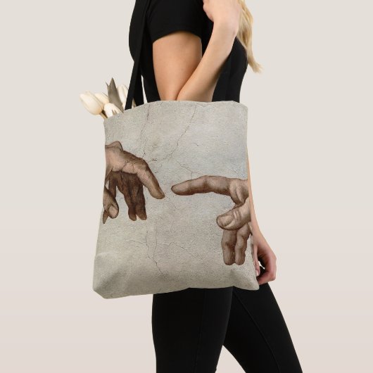 Michaelangelo overhandigt de schepping Adam God Tote Bag (Dichtbij)