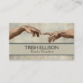 Michaelangelo overhandigt de schepping Adam God Visitekaartje (Voorkant)