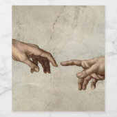 Michaelangelo overhandigt de schepping Adam God Wijn Etiket (Enkel label)