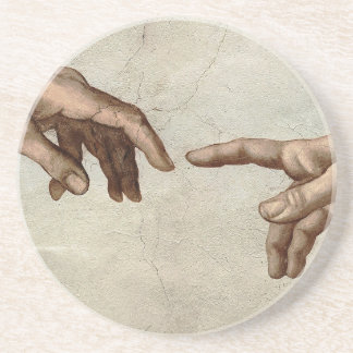 Michaelangelo overhandigt de schepping Adam God Zandsteen Onderzetter