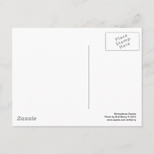 Michaelmas Daisies en Bee Briefkaart (Achterkant)