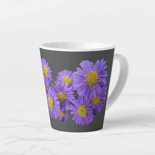 Michaelmas Daisy Cust. Grijze latte Mok (Rechterhoek)