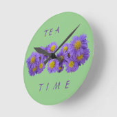 Michaelmas Daisy Cust. Groene acrylwandklok Ronde Klok (Hoek)