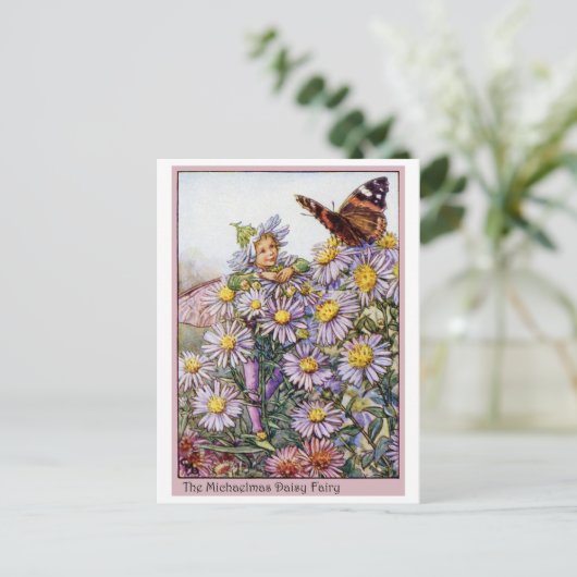 Michaelmas Daisy Fairy Briefkaart (Staand voorkant)