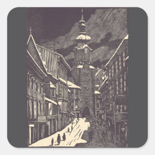 Michaëlpoort in Middeleeuwse Toren van Bratislava Vierkante Sticker