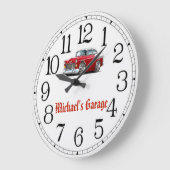 Michael's Garage Red & White Classic Car Clock Grote Klok (Hoek)