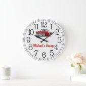 Michael's Garage Red & White Classic Car Clock Grote Klok (Huis)
