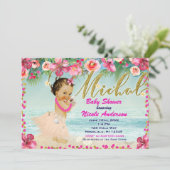 MICHAL Aloha Baby shower Hawaiian Retro Beach Kaart (Staand voorkant)