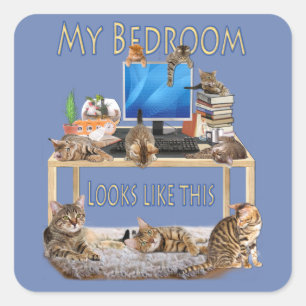 Micheal woont hier vierkante sticker