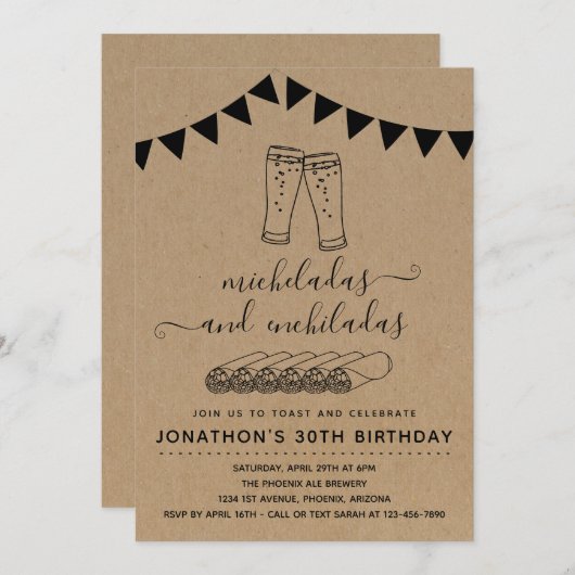 Micheladas & Enchiladas Birthday Party - Elke leef Kaart (Voorkant / Achterkant)