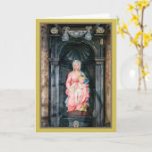 Michelangelo 1504 Madonna van Brugge Kerstmis Kaart (Gele Bloem)