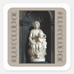 Michelangelo 1504 Madonna van Brugge Kerstmis Vierkante Sticker