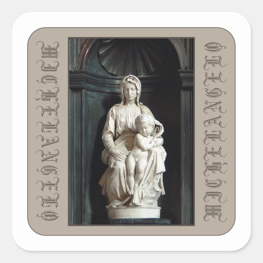 Michelangelo 1504 Madonna van Brugge Kerstmis Vierkante Sticker (Voorkant)