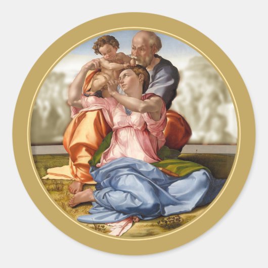 Michelangelo 1507 HEILIGE FAMILIE Ronde Sticker (Voorkant)