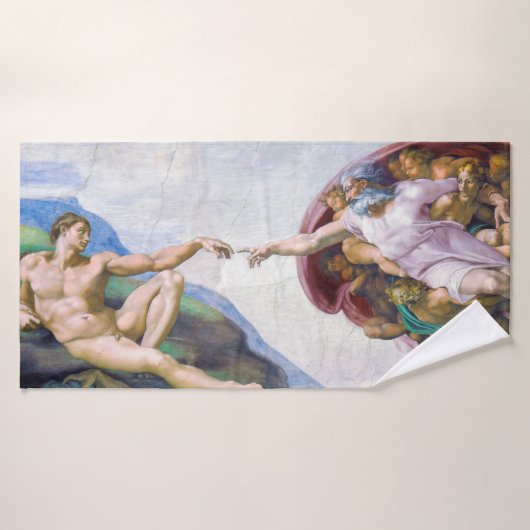 Michelangelo - Aanmaak van Adam geïsoleerd Bad Handdoek (Badhanddoek)