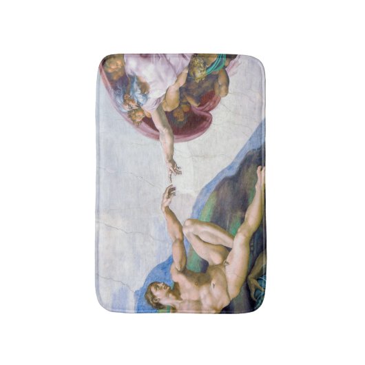 Michelangelo - Aanmaak van Adam geïsoleerd Badmat (Voorkant Verticaal)