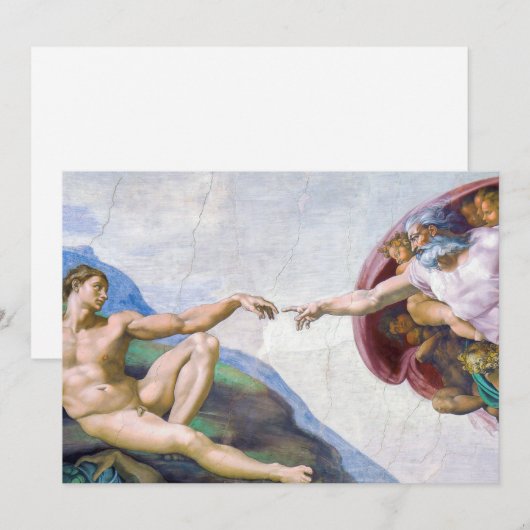 Michelangelo - Aanmaak van Adam geïsoleerd Bedankkaart (Voorkant / Achterkant)