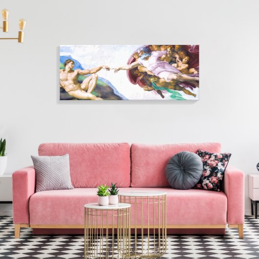 Michelangelo - Aanmaak van Adam geïsoleerd Canvas Afdruk (Insitu (Woonkamer))