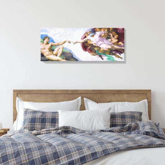 Michelangelo - Aanmaak van Adam geïsoleerd Canvas Afdruk (Insitu (Slaapkamer))