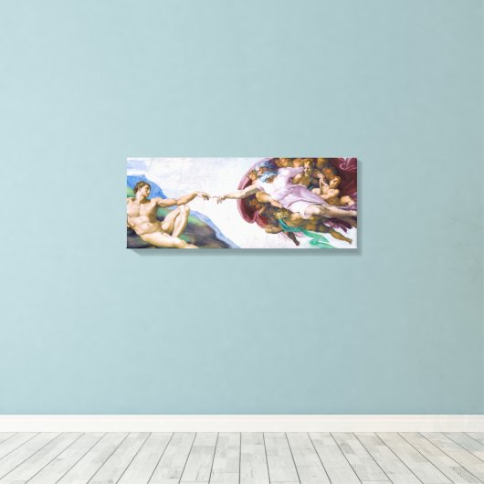 Michelangelo - Aanmaak van Adam geïsoleerd Canvas Afdruk (Insitu (Houten vloer))