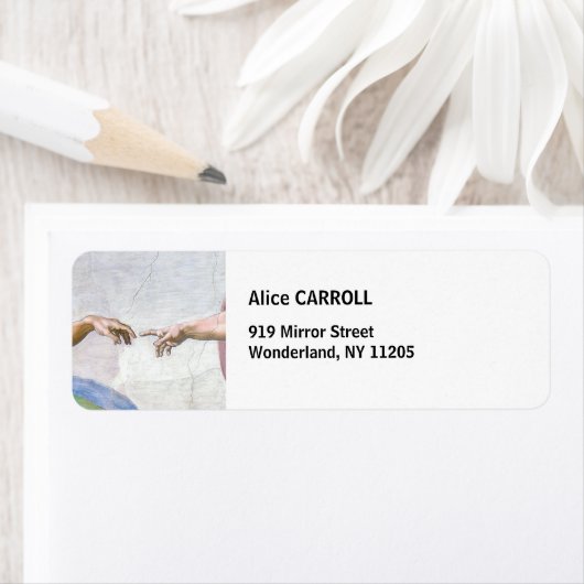 Michelangelo - Aanmaak van Adam geïsoleerd Etiket (Insitu)