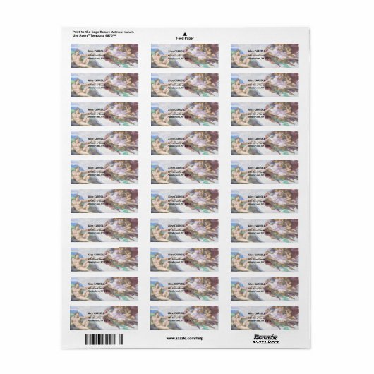 Michelangelo - Aanmaak van Adam geïsoleerd Etiket (Full Sheet)