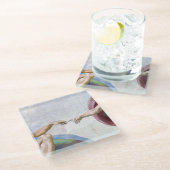 Michelangelo - Aanmaak van Adam geïsoleerd Glazen Onderzetter (Schuin)