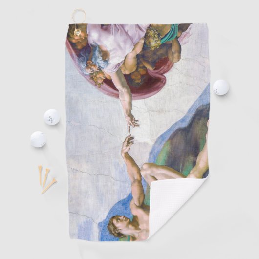 Michelangelo - Aanmaak van Adam geïsoleerd Golfhanddoek (Insitu)