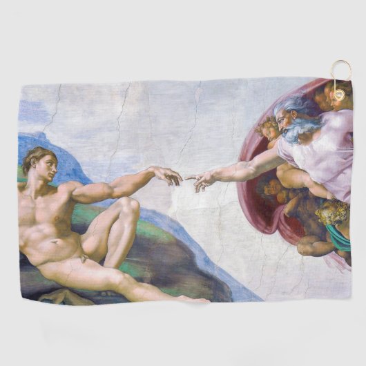 Michelangelo - Aanmaak van Adam geïsoleerd Golfhanddoek (Horizontaal)