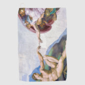 Michelangelo - Aanmaak van Adam geïsoleerd Golfhanddoek (Voorkant)