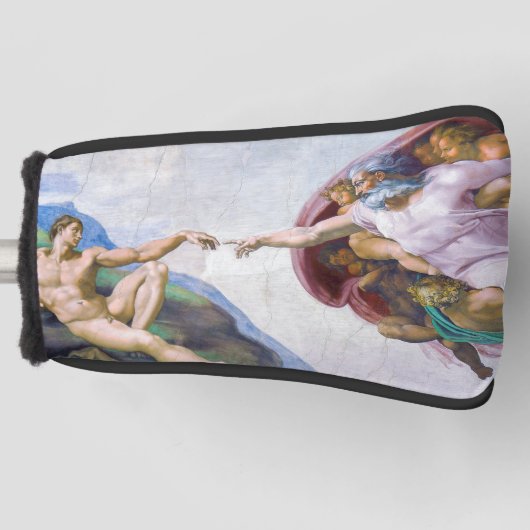 Michelangelo - Aanmaak van Adam geïsoleerd Golfheadcover (Voorkant)