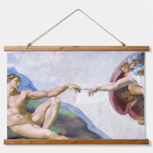 Michelangelo - Aanmaak van Adam geïsoleerd Hangend Wandkleed (Voorkant)