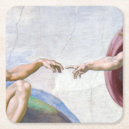 Michelangelo - Aanmaak van Adam geïsoleerd Kartonnen Onderzetters