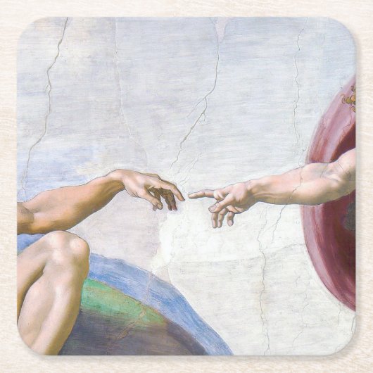 Michelangelo - Aanmaak van Adam geïsoleerd Kartonnen Onderzetters (Voorkant)