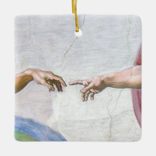 Michelangelo - Aanmaak van Adam geïsoleerd Keramisch Ornament