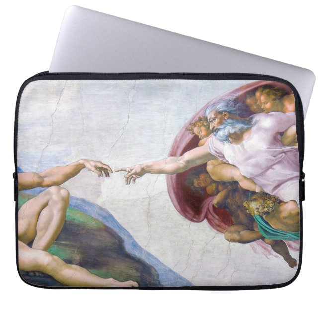 Michelangelo - Aanmaak van Adam geïsoleerd Laptop Sleeve (Voorkant)
