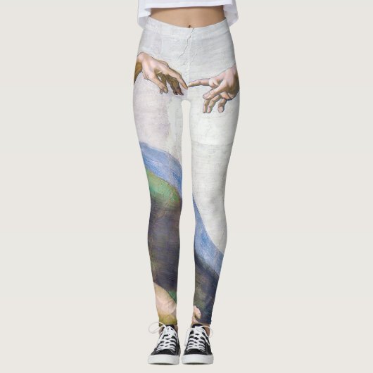 Michelangelo - Aanmaak van Adam geïsoleerd Leggings (Voorkant)