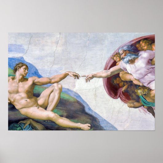 Michelangelo - Aanmaak van Adam geïsoleerd Poster (Voorkant)